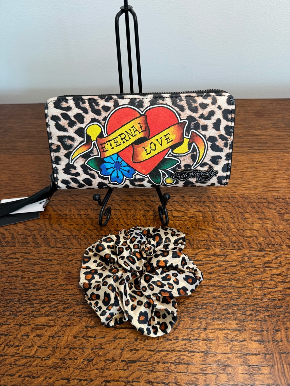 Ed Hardy Eternal Love Leopard Zip Wallet and Scrunchie